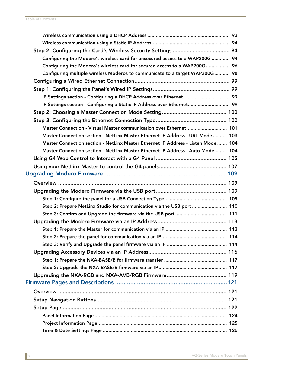 AMX Modero NXD/NXT-1200VG User Manual | Page 8 / 256