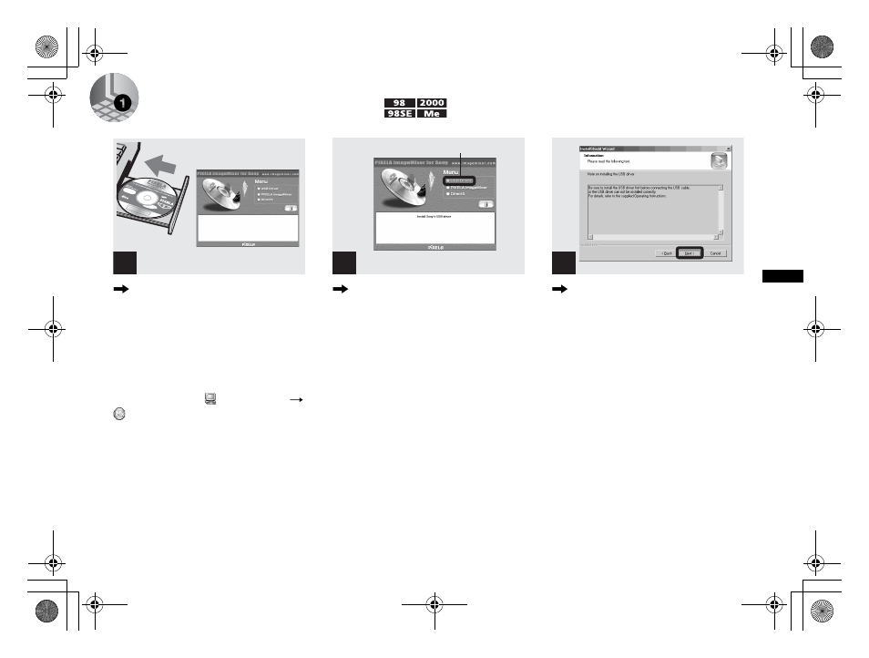 1 installing the usb driver, Installing the usb dr, 45 t | 1installing the usb driver | Sony DSC-P31 User Manual | Page 45 / 108