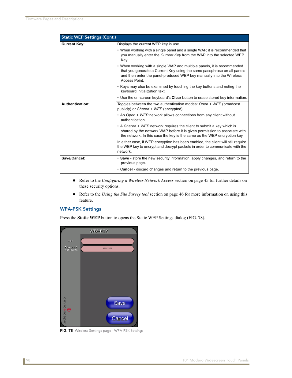 Wpa-psk settings | AMX Modero NXD-1000Vi User Manual | Page 108 / 234