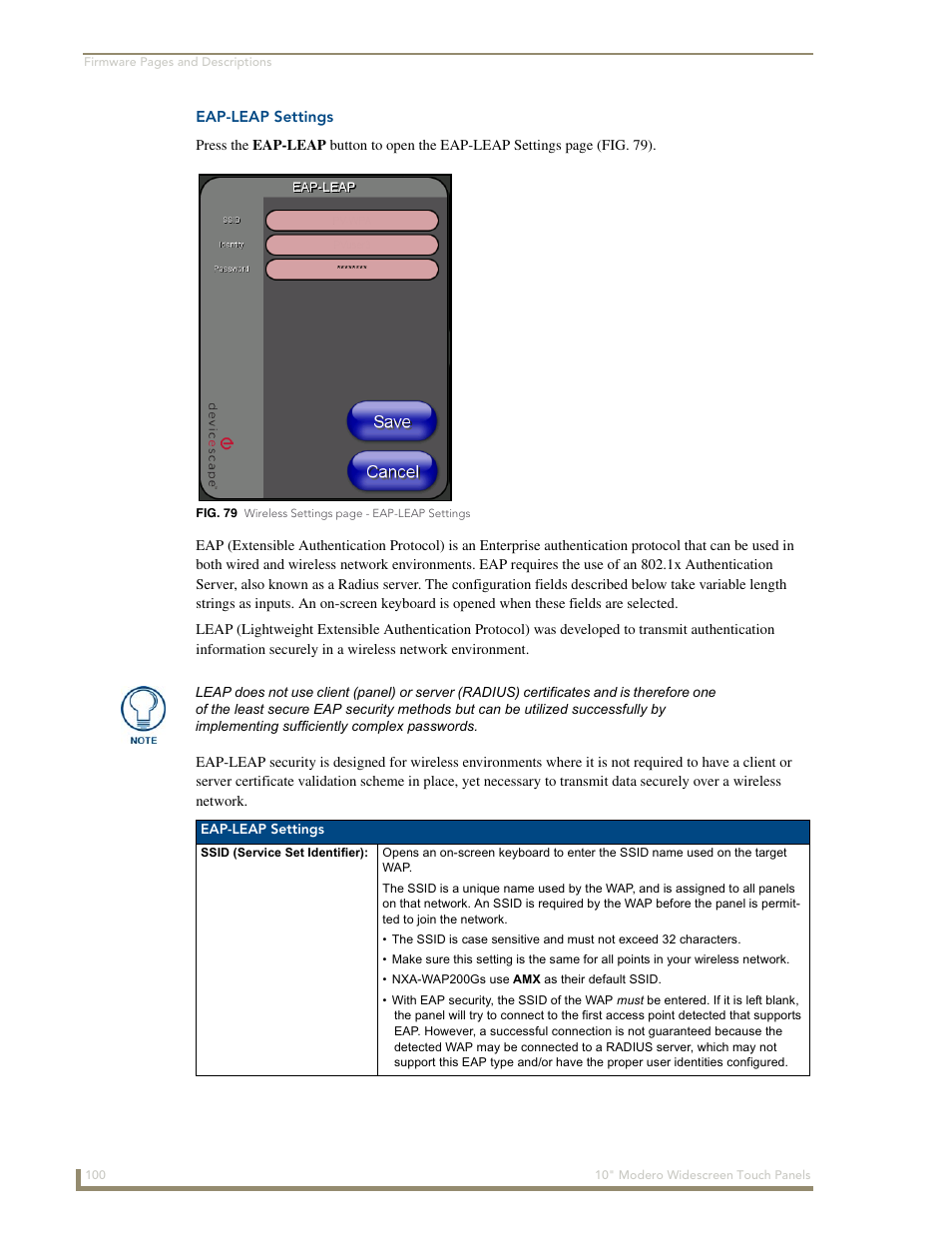 Eap-leap settings | AMX Modero NXD-1000Vi User Manual | Page 110 / 234