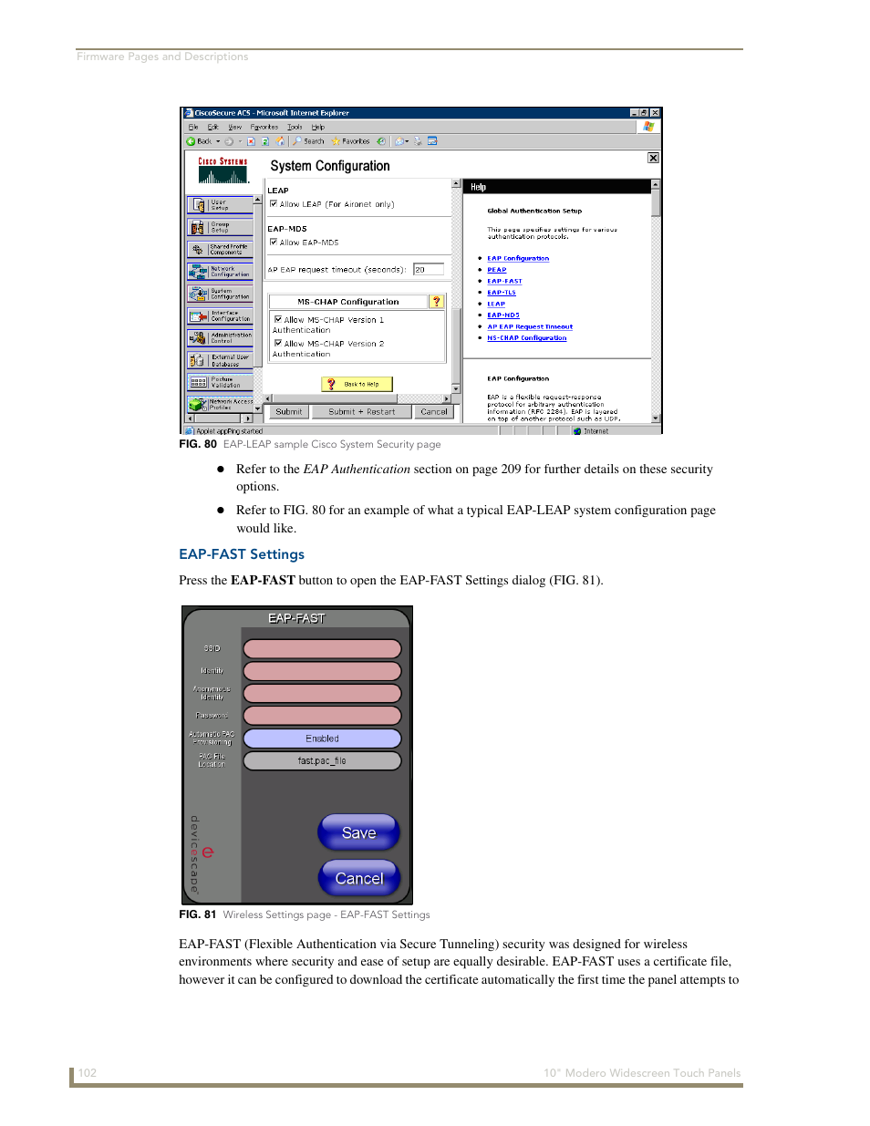 Eap-fast settings | AMX Modero NXD-1000Vi User Manual | Page 112 / 234