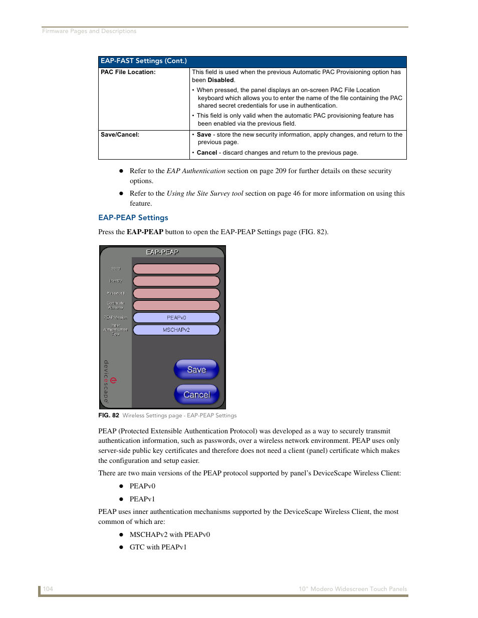 Eap-peap settings | AMX Modero NXD-1000Vi User Manual | Page 114 / 234