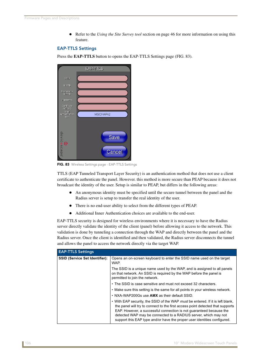 Eap-ttls settings | AMX Modero NXD-1000Vi User Manual | Page 116 / 234