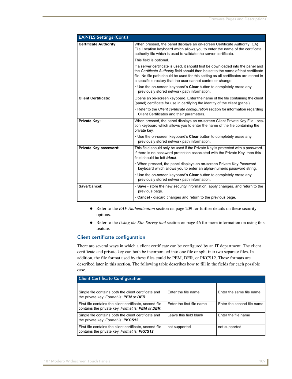 Client certificate configuration | AMX Modero NXD-1000Vi User Manual | Page 119 / 234