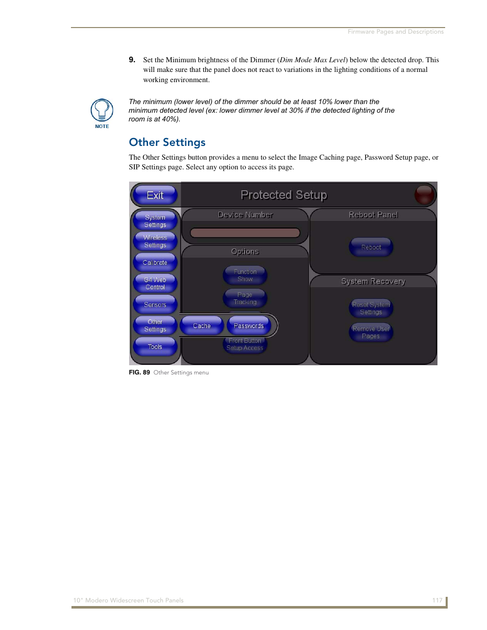 Other settings | AMX Modero NXD-1000Vi User Manual | Page 127 / 234