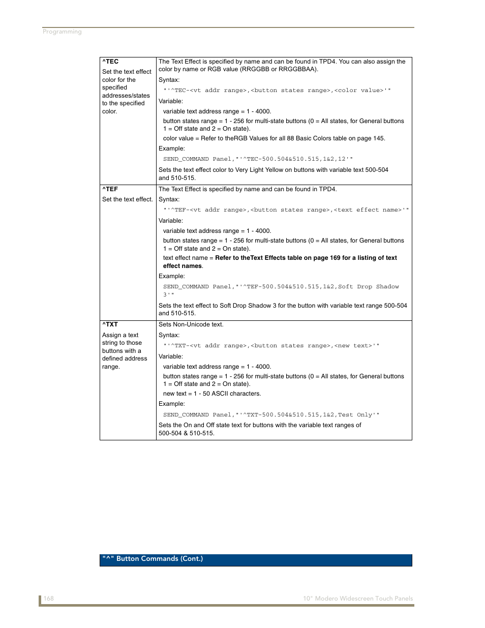 AMX Modero NXD-1000Vi User Manual | Page 178 / 234