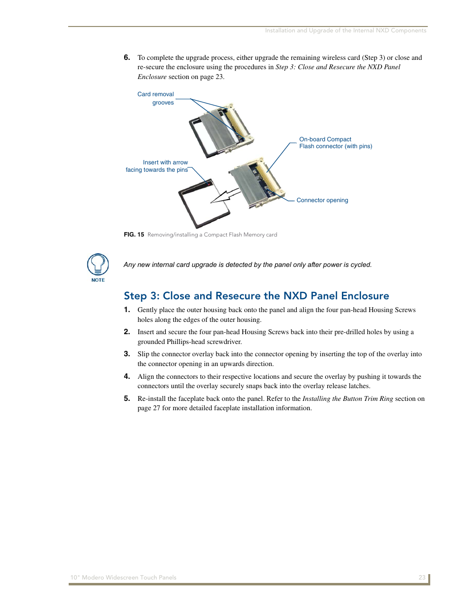 Step 3: close and resecure the nxd panel enclosure | AMX Modero NXD-1000Vi User Manual | Page 33 / 234