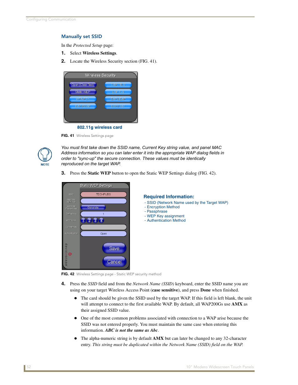Manually set ssid | AMX Modero NXD-1000Vi User Manual | Page 62 / 234