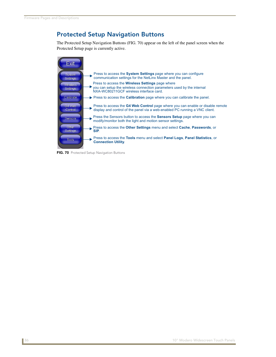 Protected setup navigation buttons | AMX Modero NXD-1000Vi User Manual | Page 96 / 234