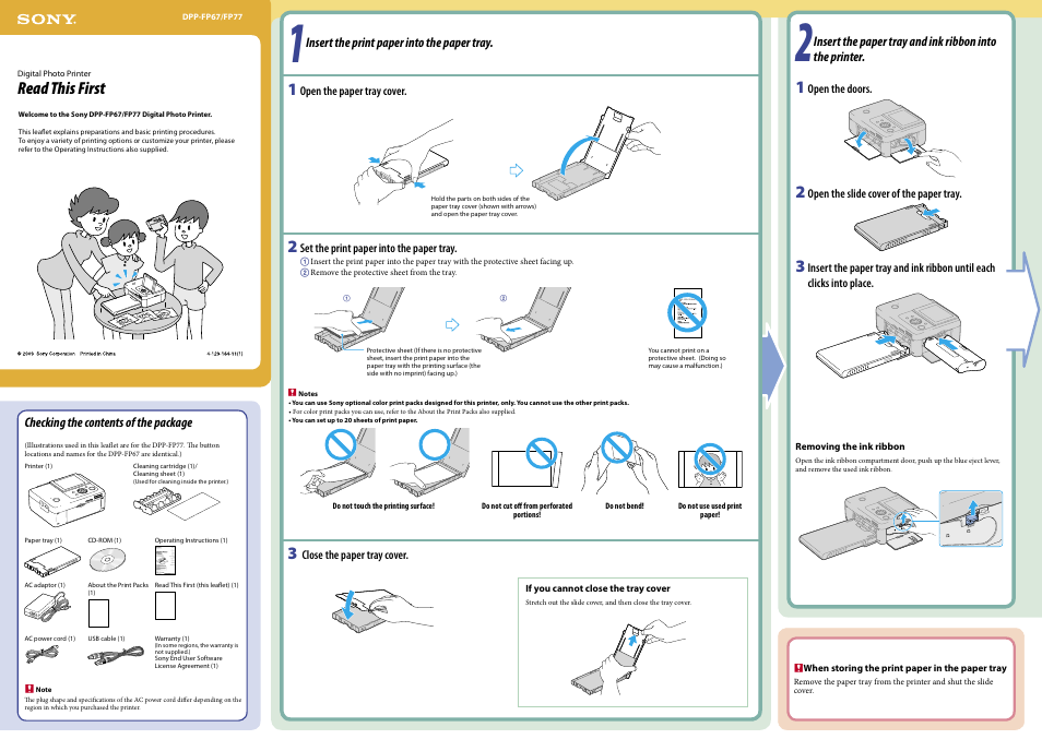 Sony DPP-FP67 User Manual | 2 pages