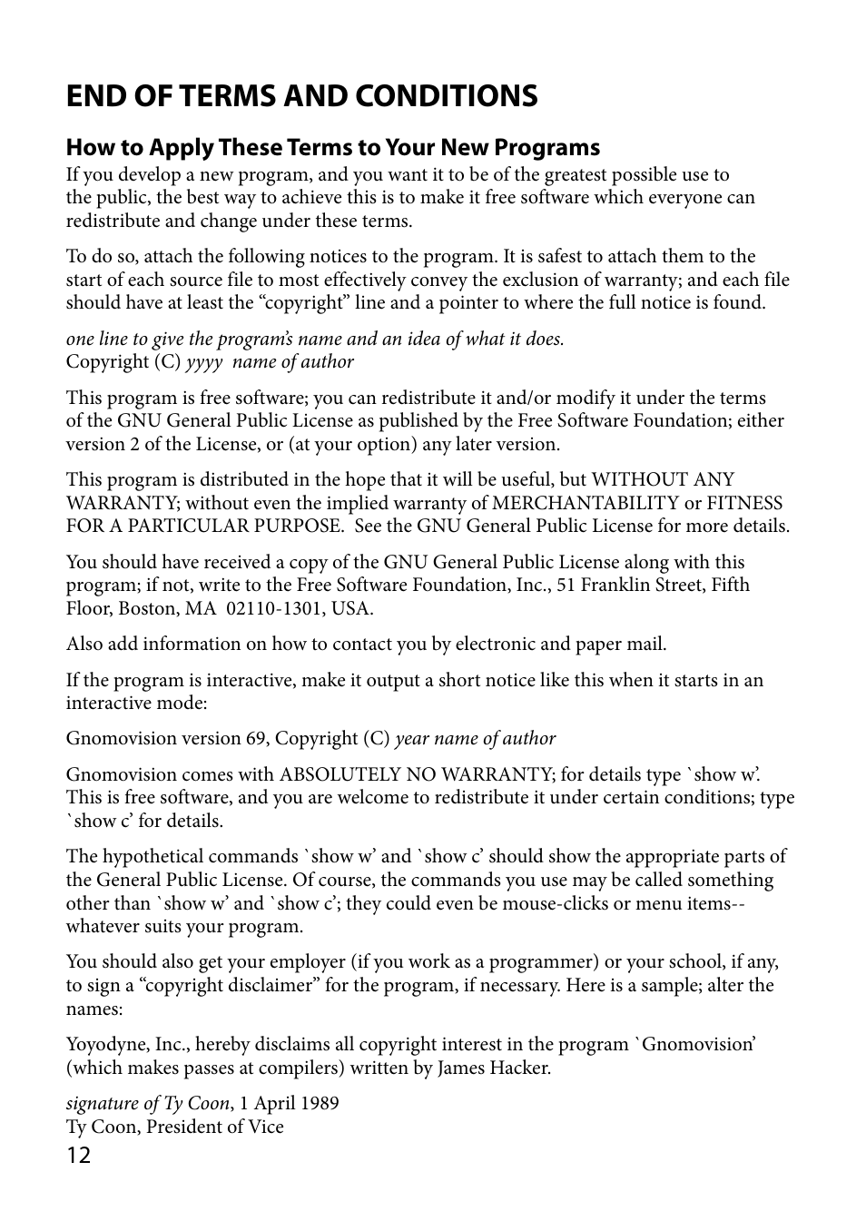 End of terms and conditions | Sony COM-2BLACK User Manual | Page 12 / 24