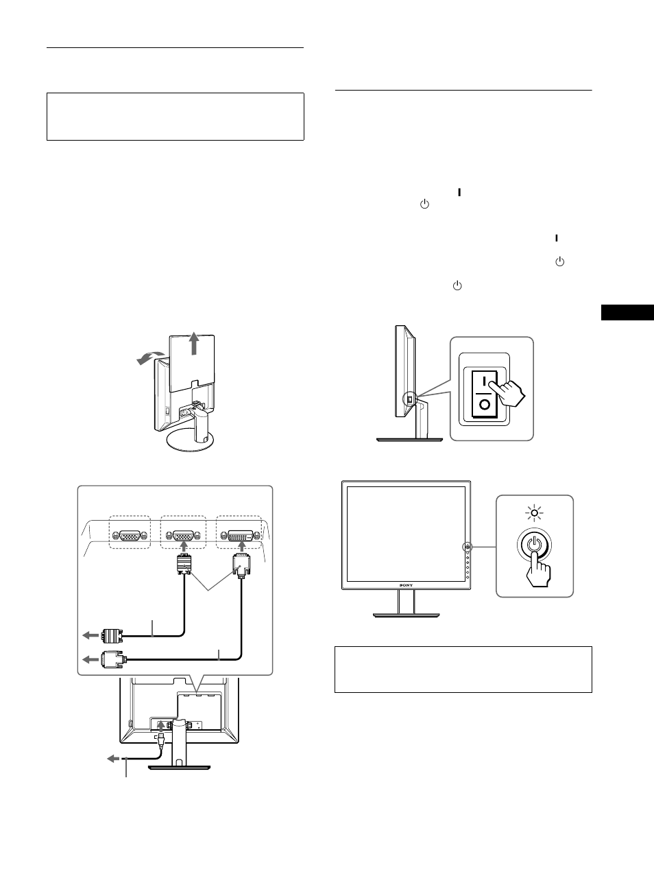 Branchement du moniteur, Mise sous tension du moniteur et de l’ordinateur | Sony SDM-S204 User Manual | Page 7 / 16