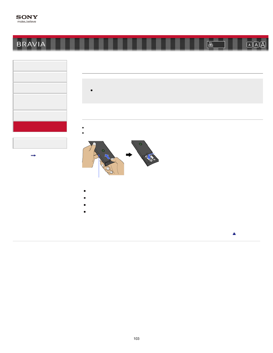 Remote control, Troubleshooting (remote control) | Sony KDL-60NX810 User Manual | Page 103 / 157