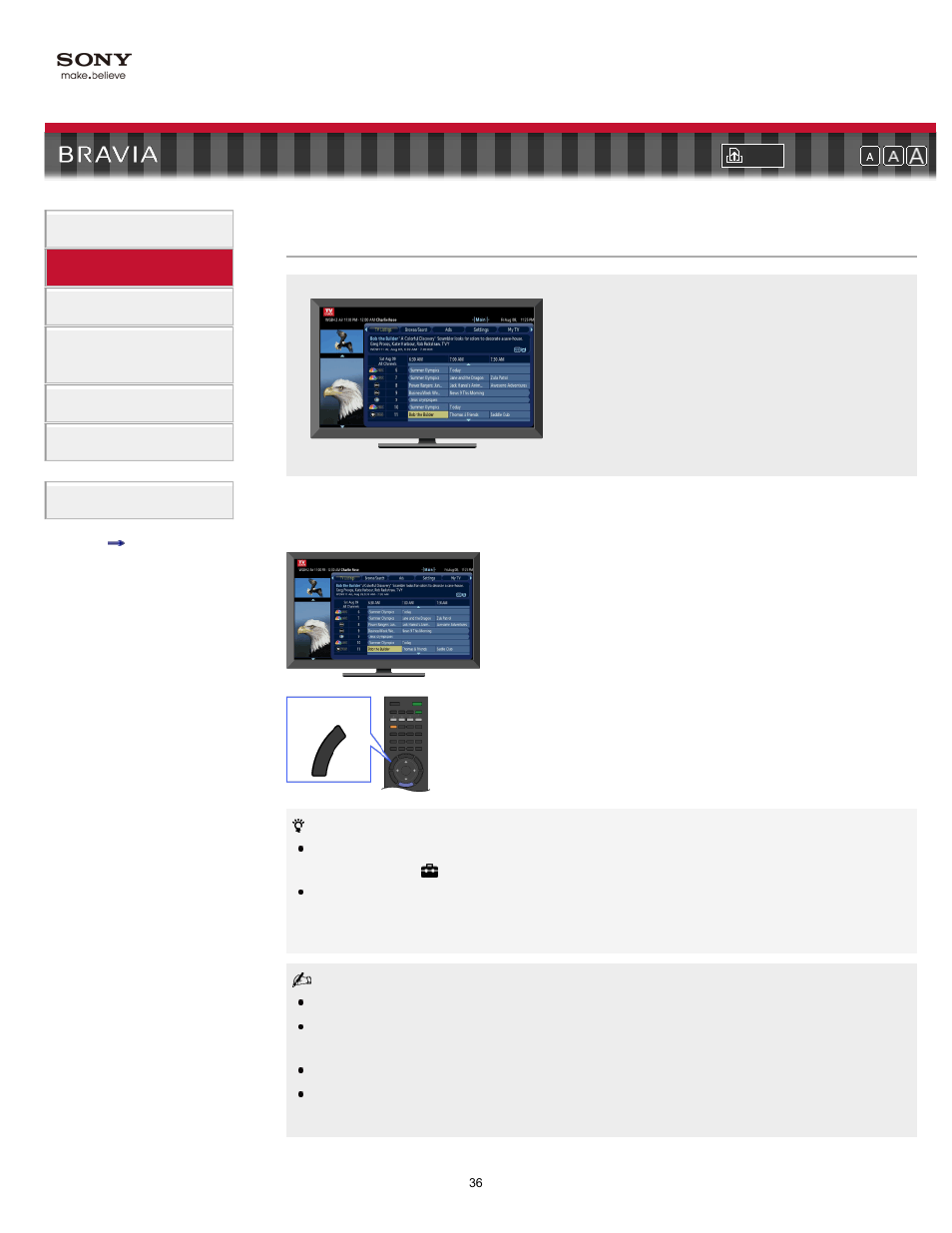 Tv guide on screen, My tv | Sony KDL-60NX810 User Manual | Page 36 / 157