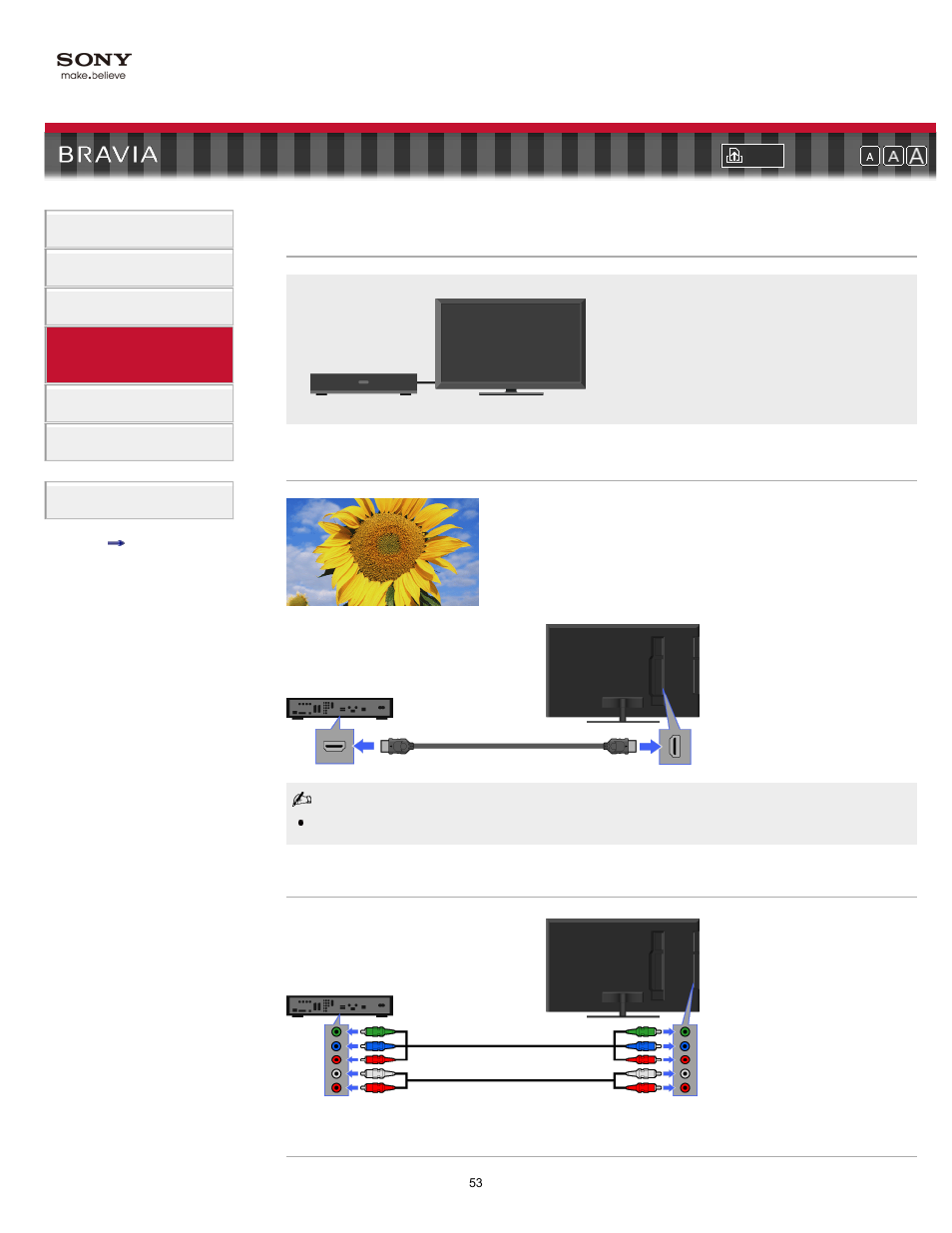 Vcr/dvd player, Component composite, Vcr/dvd player (connected equipment) | Sony KDL-60NX810 User Manual | Page 53 / 157