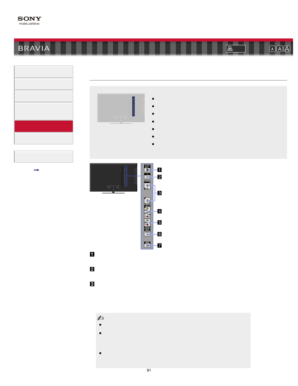 Back, Terminals (back) | Sony KDL-60NX810 User Manual | Page 91 / 157