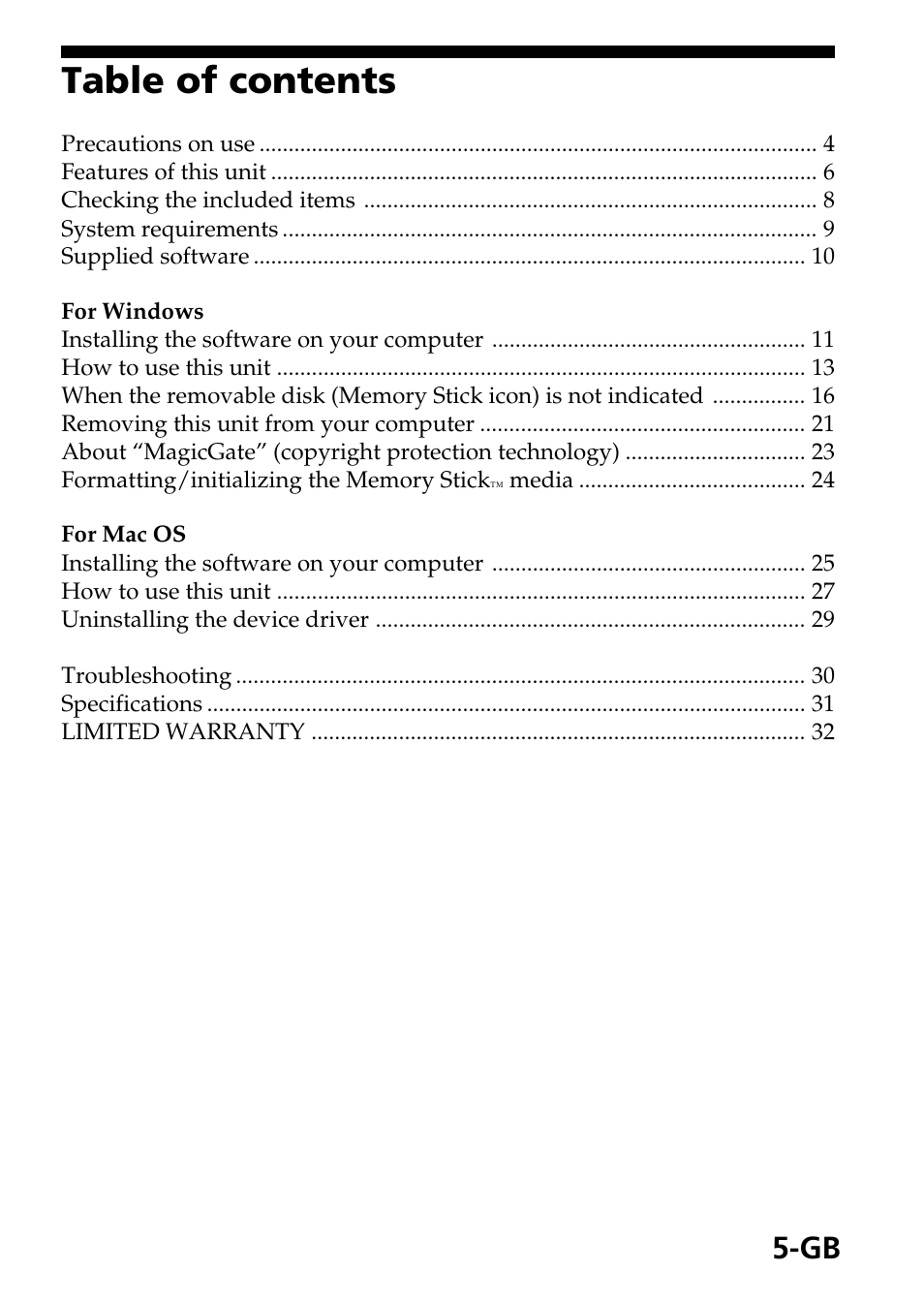 Sony MSAC-EX1 User Manual | Page 5 / 34