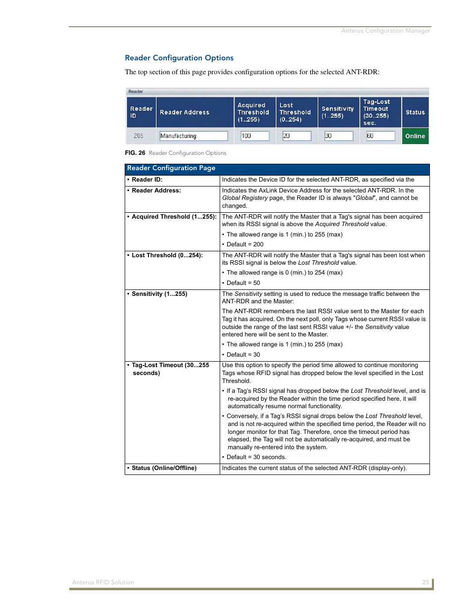 Reader configuration options | AMX Control System Accessories Anterus User Manual | Page 29 / 38