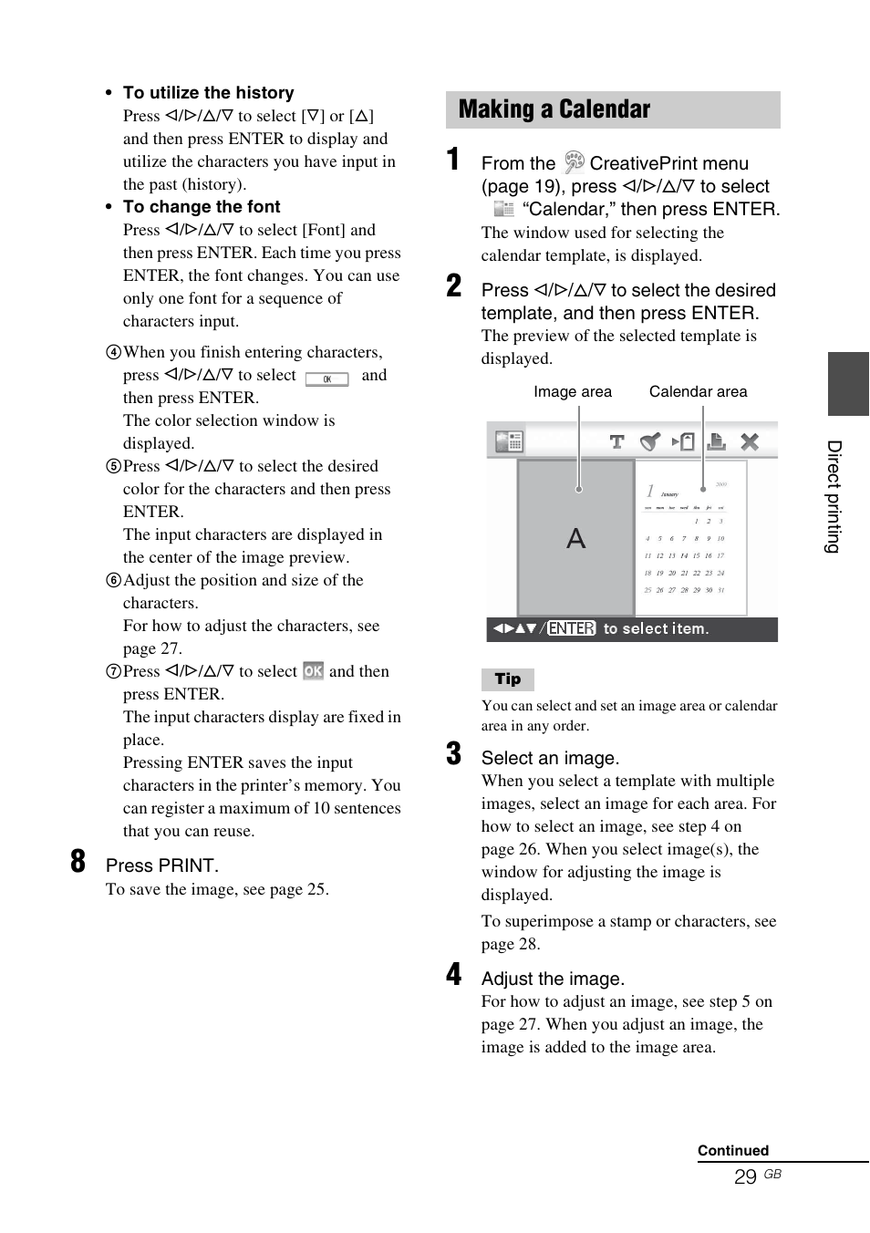 Making a calendar | Sony DPP-FP97 User Manual | Page 29 / 88