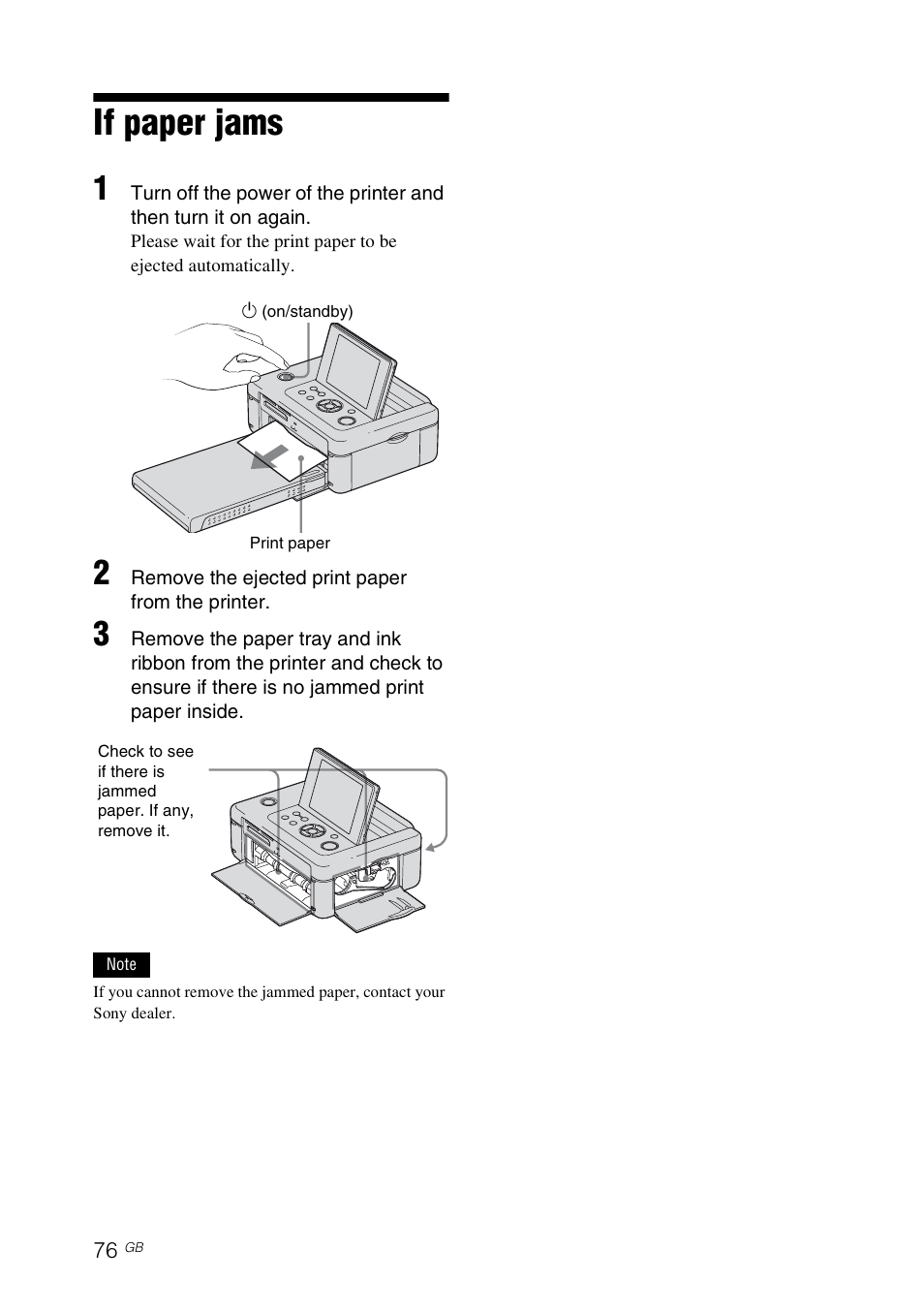 If paper jams | Sony DPP-FP97 User Manual | Page 76 / 88