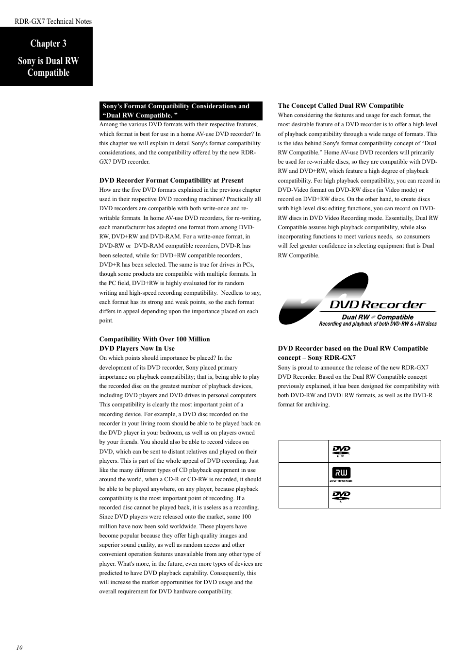 Chapter 3 sony is dual rw compatible | Sony RDR-GX7 User Manual | Page 10 / 34