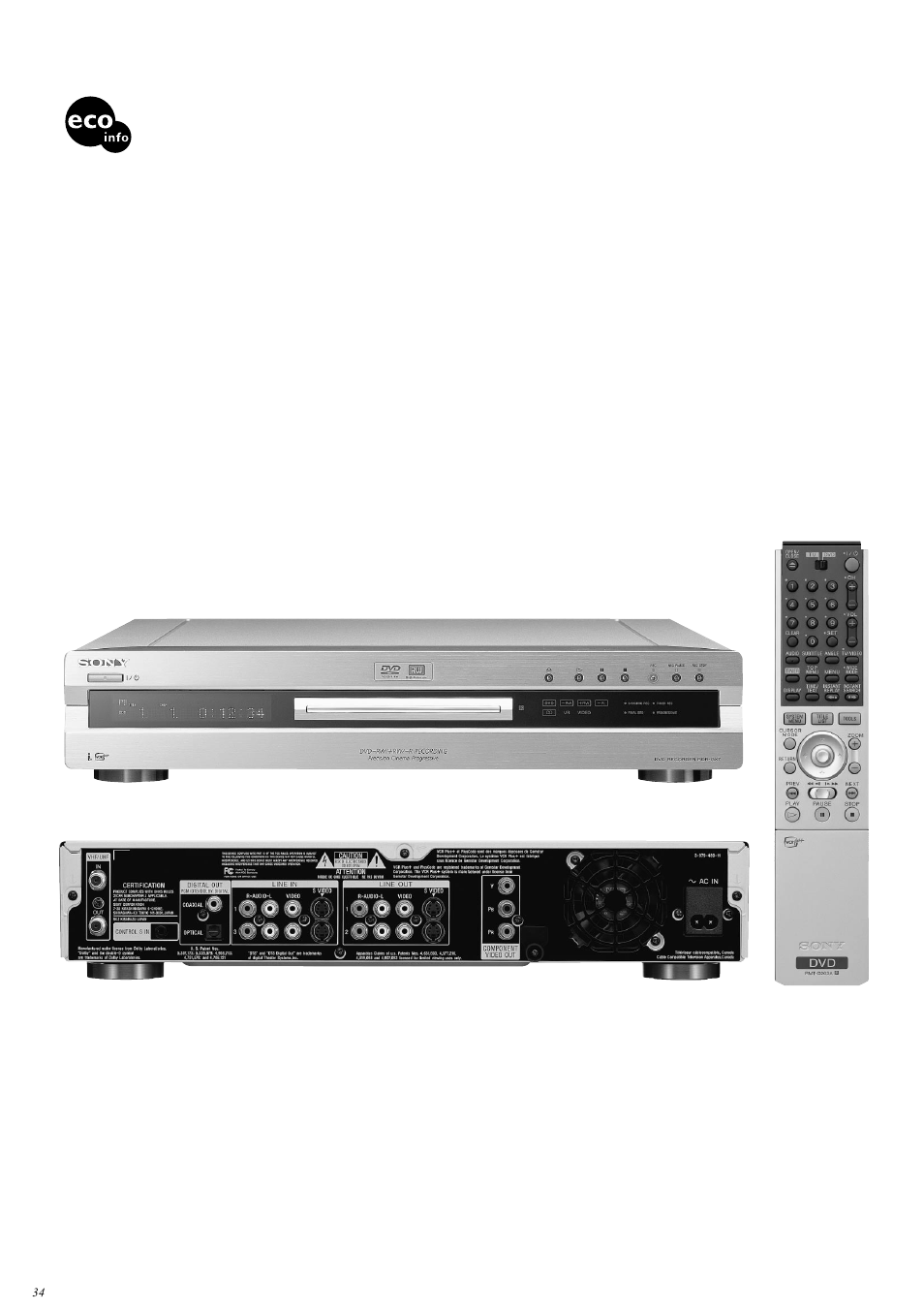 Sony RDR-GX7 User Manual | Page 34 / 34