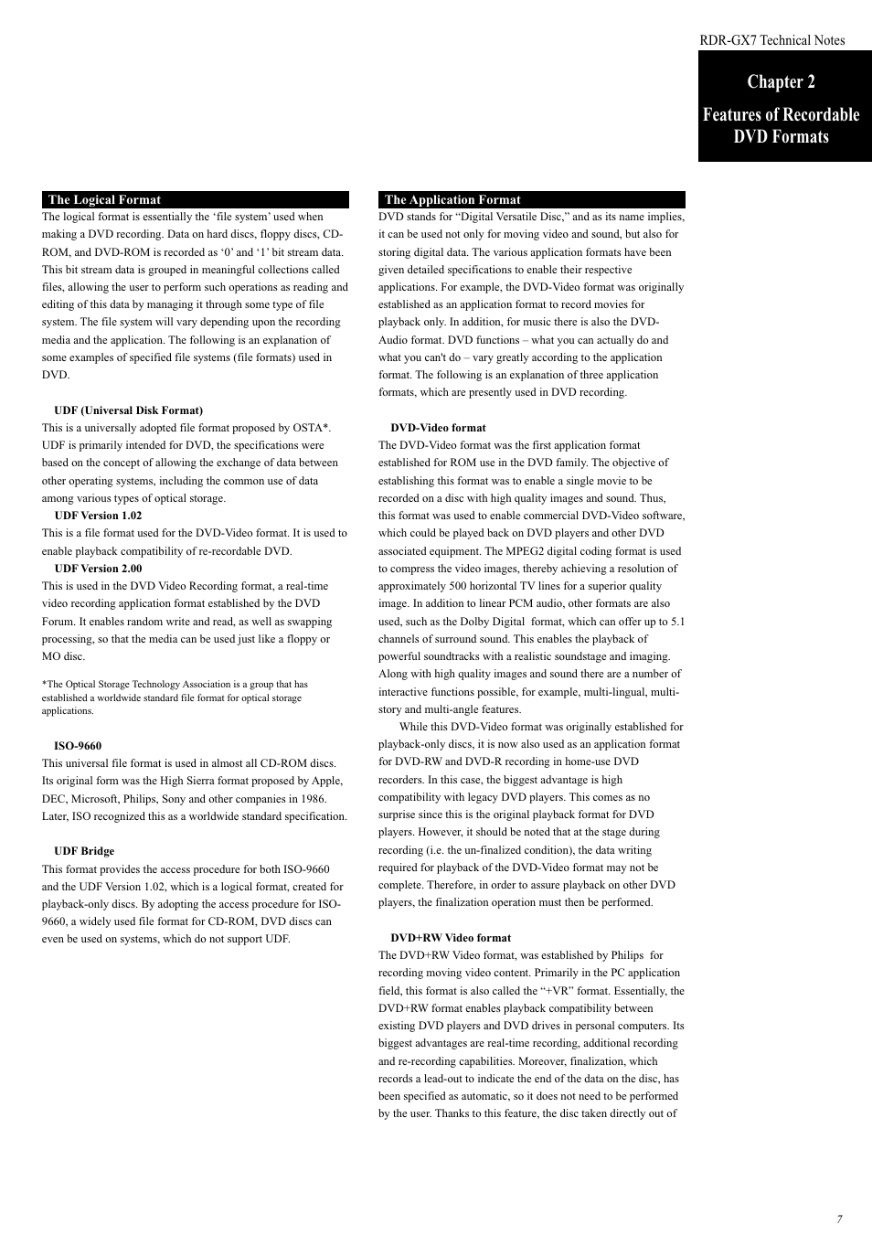 Chapter 2 features of recordable dvd formats | Sony RDR-GX7 User Manual | Page 7 / 34