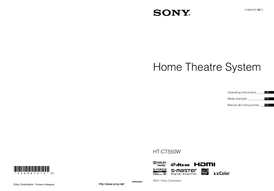Sony HT-CT550W User Manual | 142 pages
