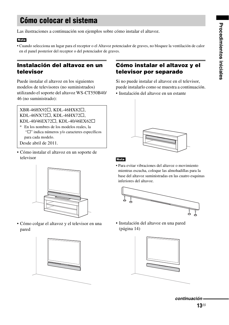 Cómo colocar el sistema | Sony HT-CT550W User Manual | Page 107 / 142