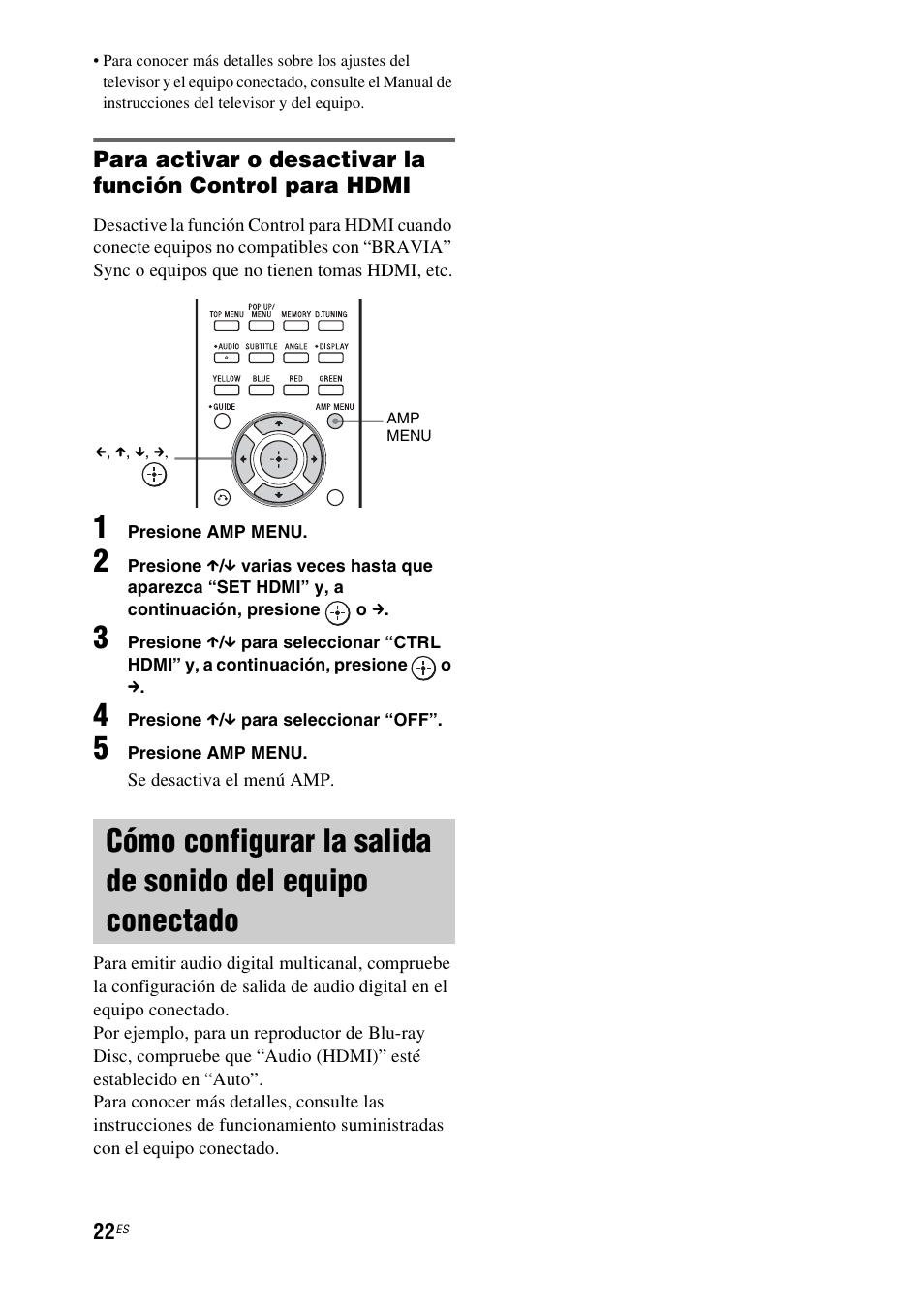 Cómo configurar la salida de sonido del, Equipo conectado | Sony HT-CT550W User Manual | Page 116 / 142
