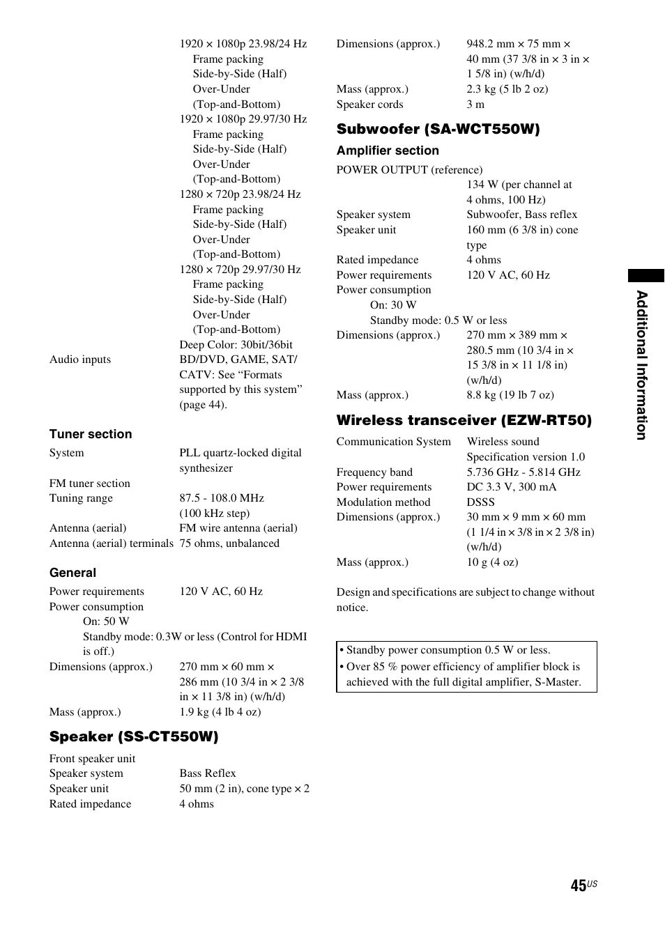 Sony HT-CT550W User Manual | Page 45 / 142