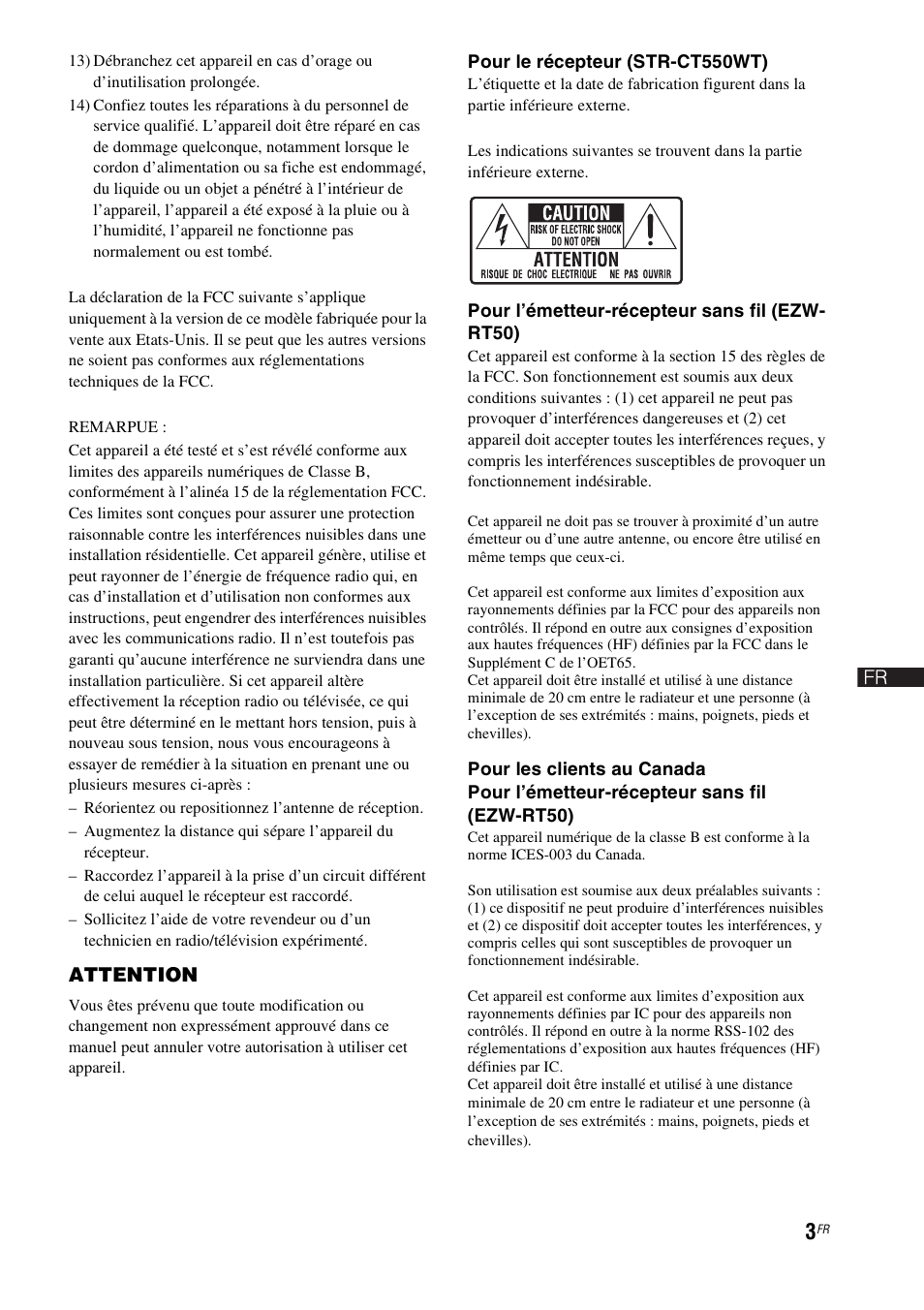 Attention | Sony HT-CT550W User Manual | Page 49 / 142