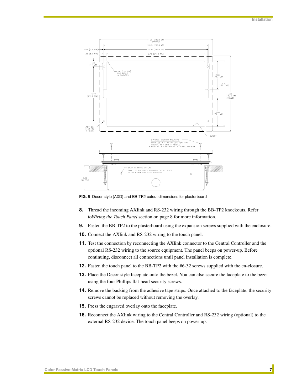 AMX 8.5" Color Passive LCD Touch Panels User Manual | Page 11 / 52