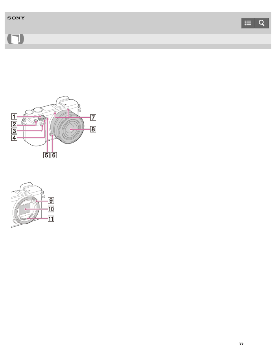 Identifying parts, Help guide | Sony ILCE-6000 User Manual | Page 104 / 458