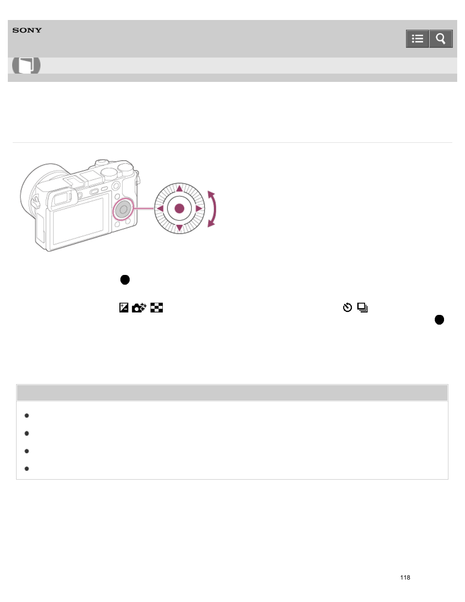 Using the control wheel, Help guide | Sony ILCE-6000 User Manual | Page 123 / 458