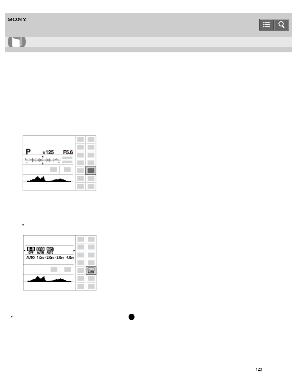 Using the “quick navi, Help guide | Sony ILCE-6000 User Manual | Page 128 / 458