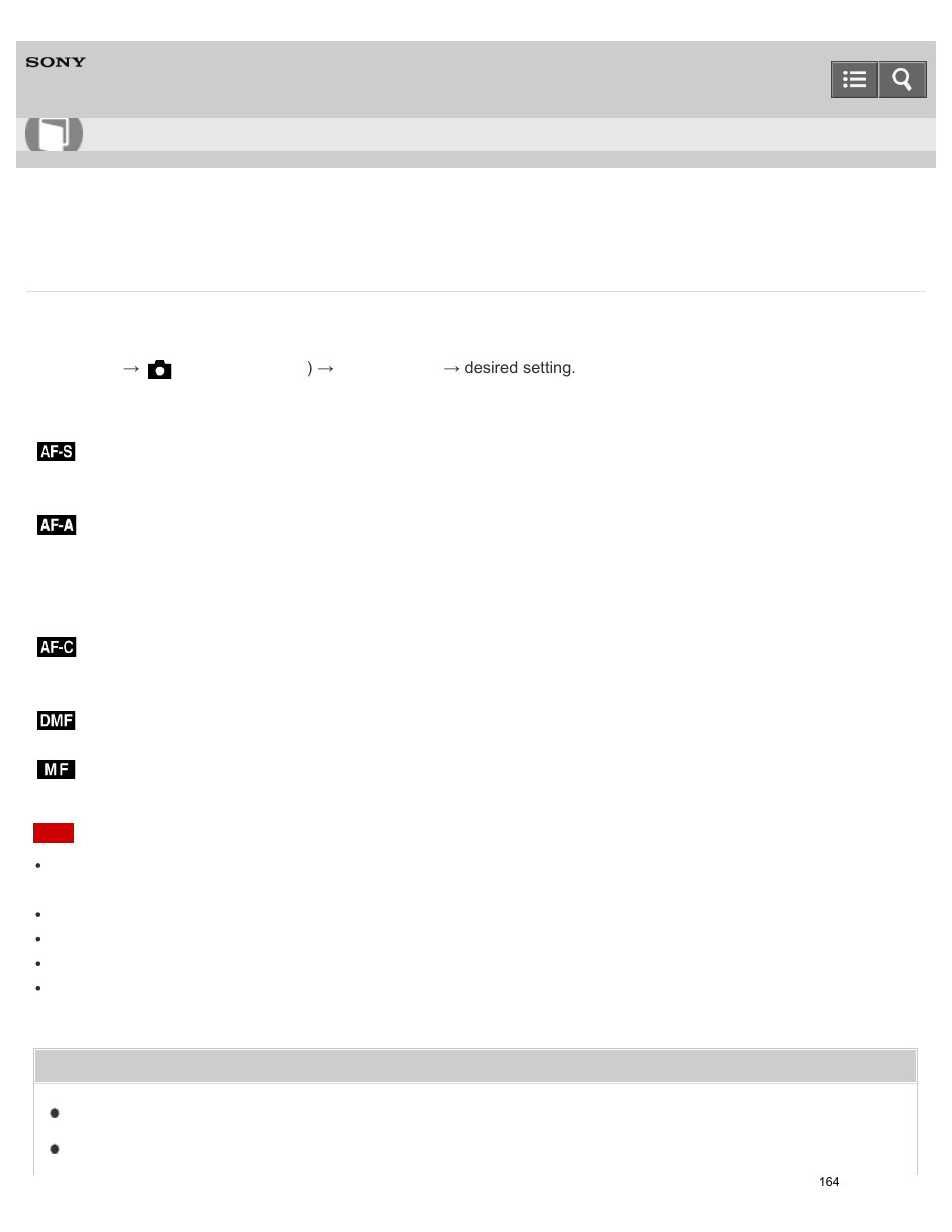 Focus mode, Help guide | Sony ILCE-6000 User Manual | Page 169 / 458