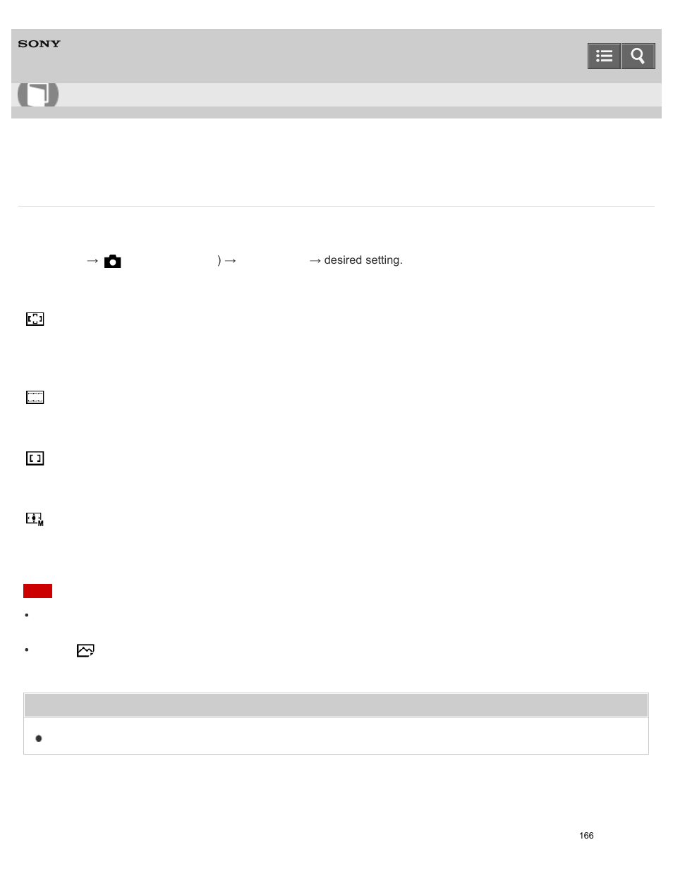 Focus area, Help guide | Sony ILCE-6000 User Manual | Page 171 / 458