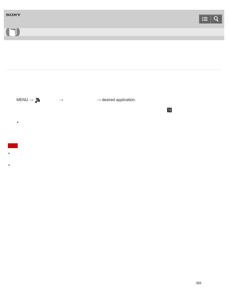 Calling up an application using [one-touch(nfc), Help guide | Sony ILCE-6000 User Manual | Page 327 / 458