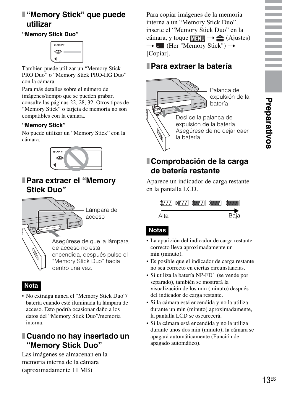 Pr eparat ivo s 13 | Sony DSC-TX1 User Manual | Page 71 / 116