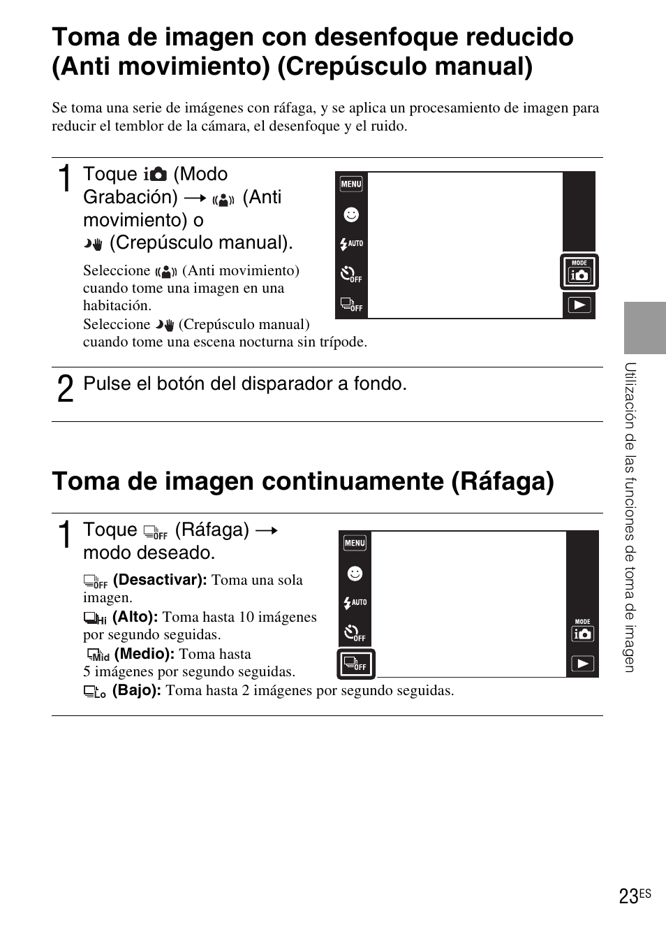 Toma de imagen continuamente (ráfaga) | Sony DSC-TX1 User Manual | Page 81 / 116