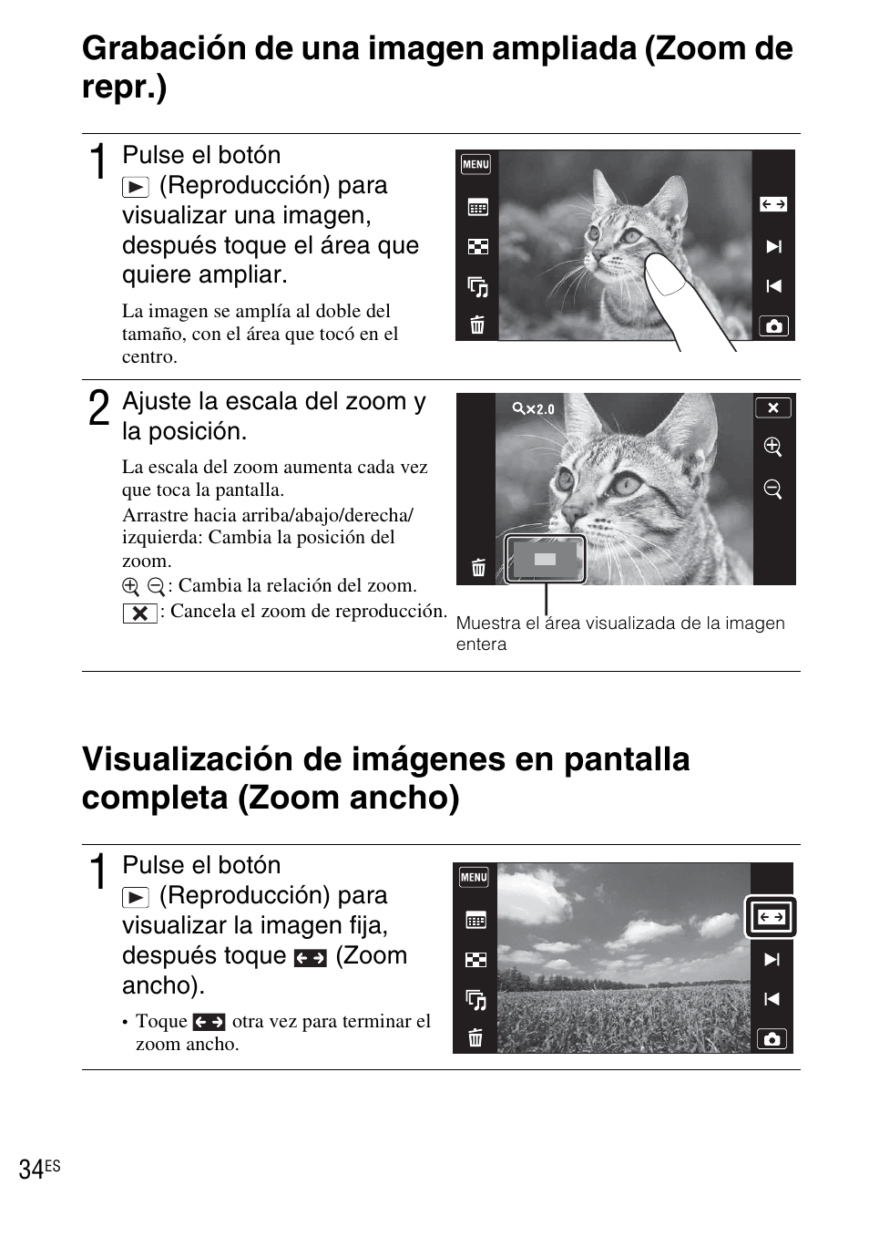 Grabación de una imagen ampliada (zoom de repr.) | Sony DSC-TX1 User Manual | Page 92 / 116