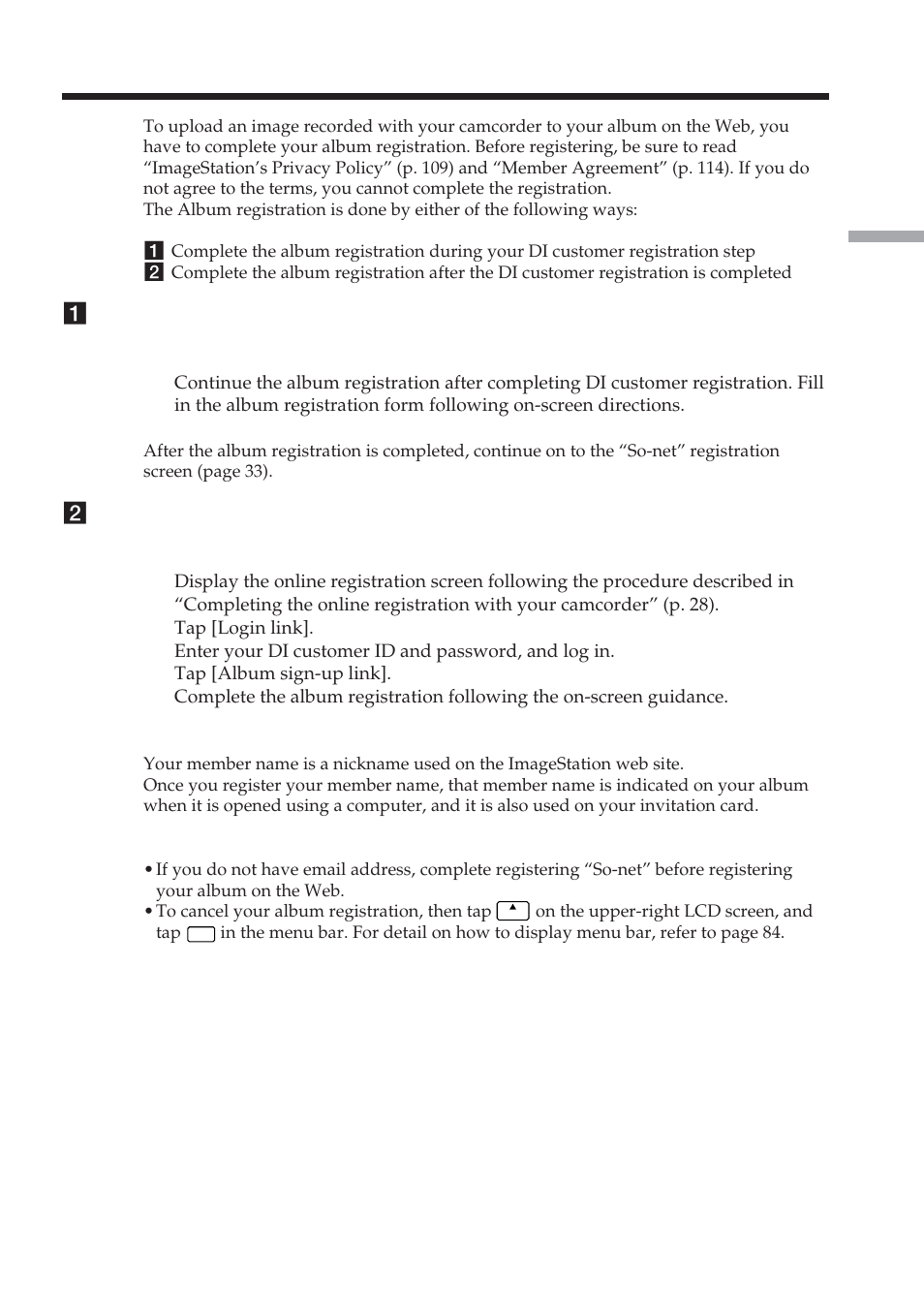 Registering your album on the web | Sony DCR-IP5 User Manual | Page 31 / 124