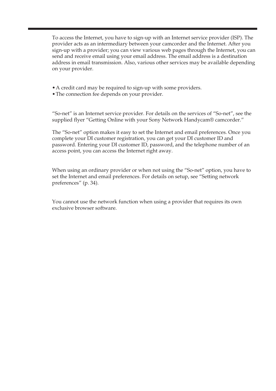 Internet service provider | Sony DCR-IP5 User Manual | Page 32 / 124