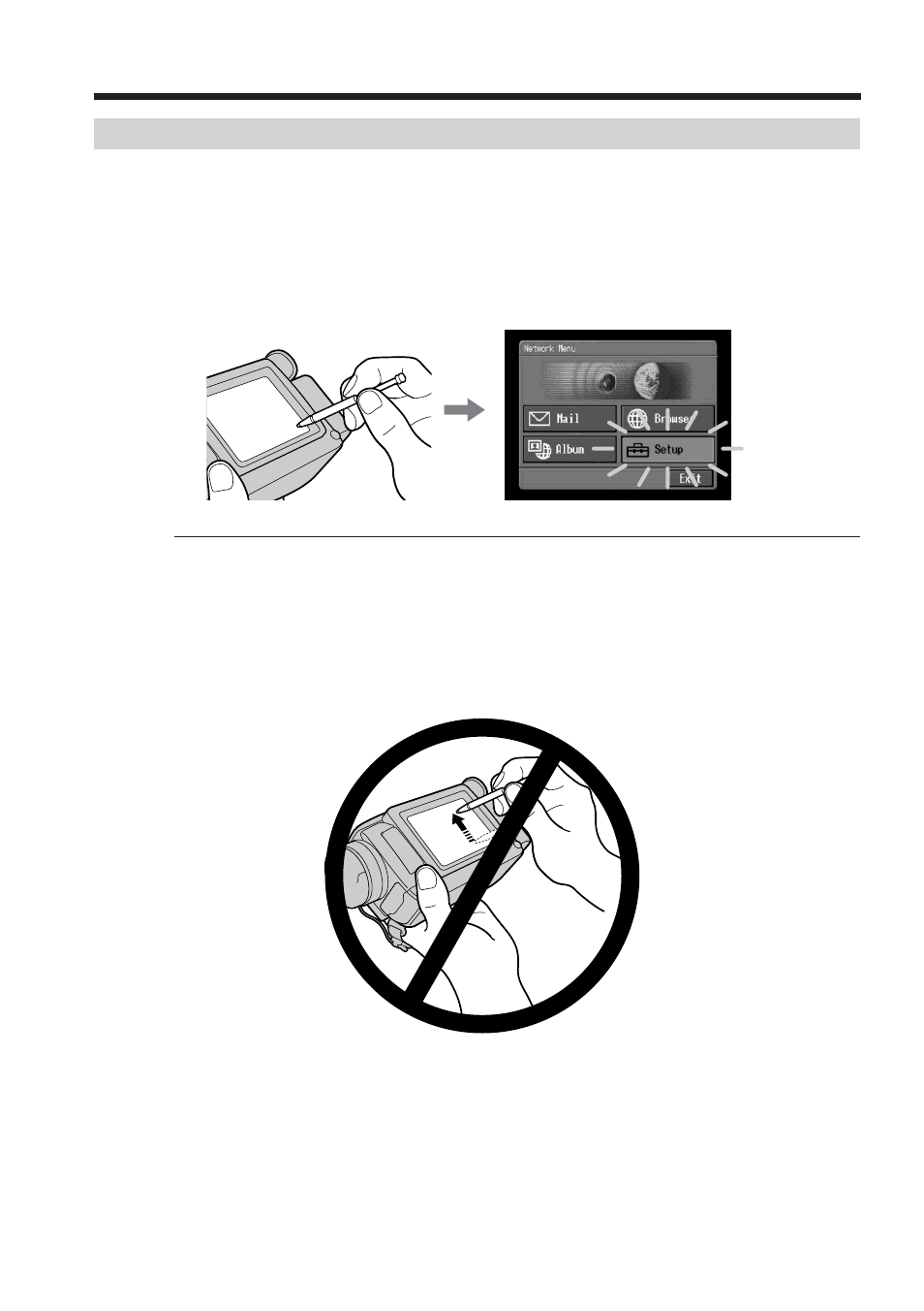 How to use the stylus | Sony DCR-IP5 User Manual | Page 8 / 124