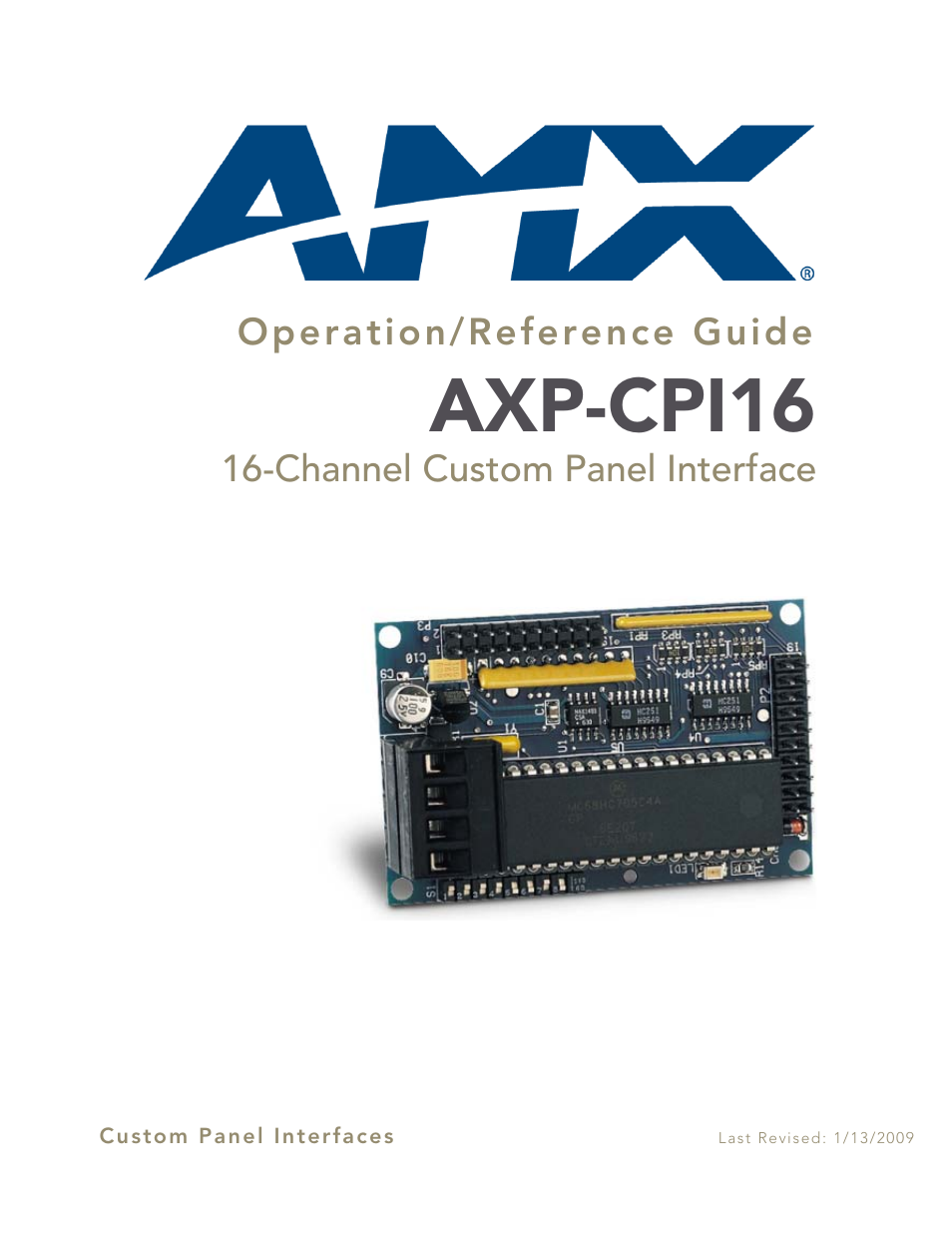 AMX 16-Channel Custom Panel Interface AXP-CPI16 User Manual | 16 pages