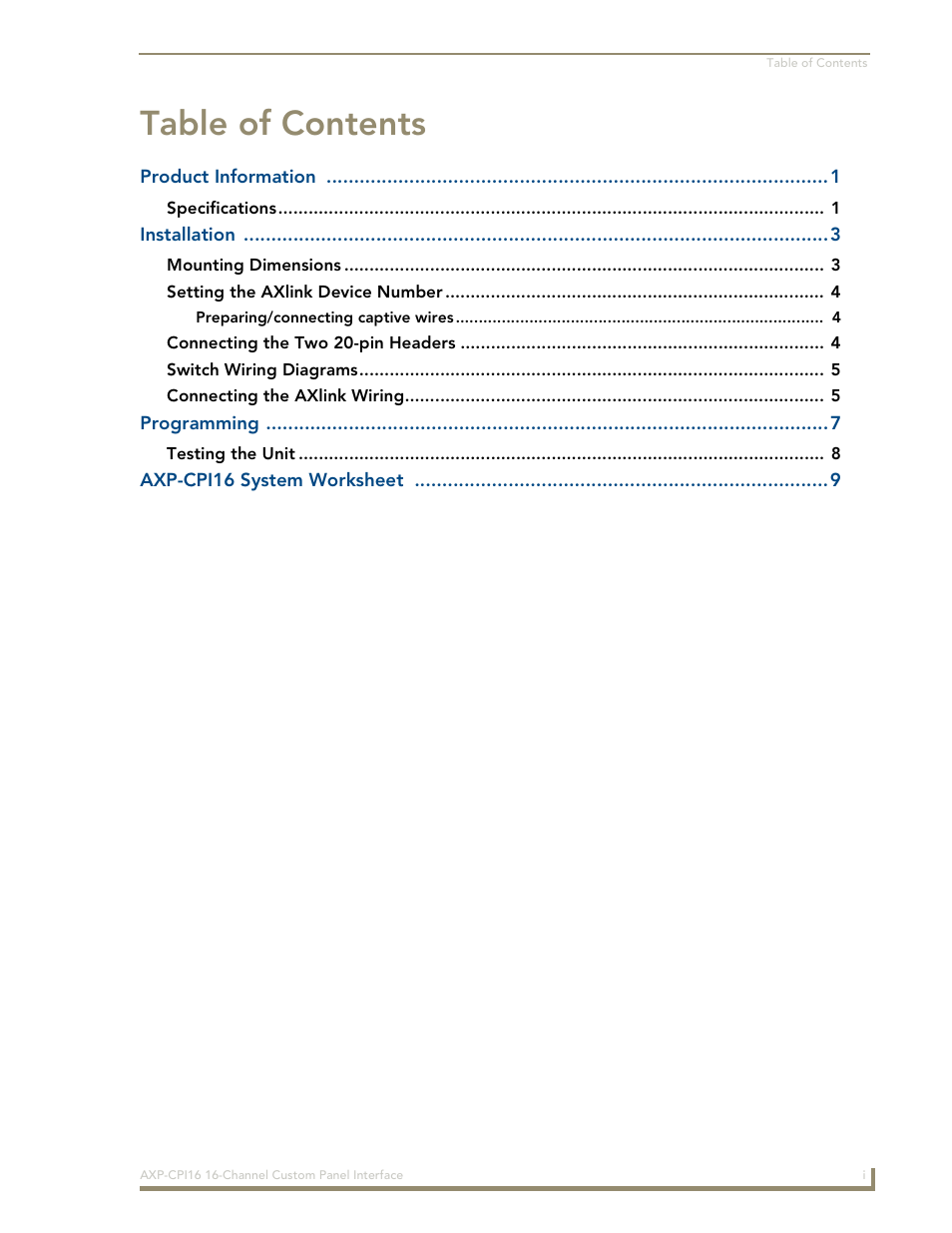 AMX 16-Channel Custom Panel Interface AXP-CPI16 User Manual | Page 3 / 16