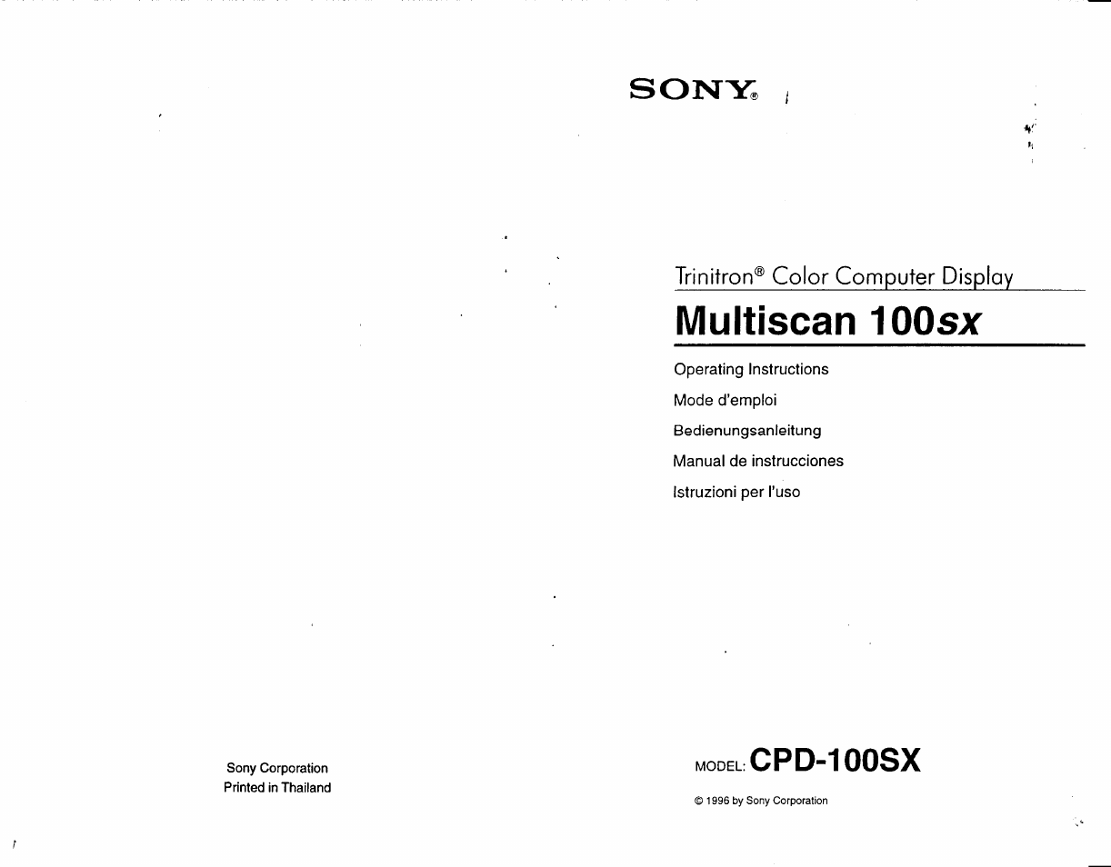 Sony CPD-100SX User Manual | 9 pages