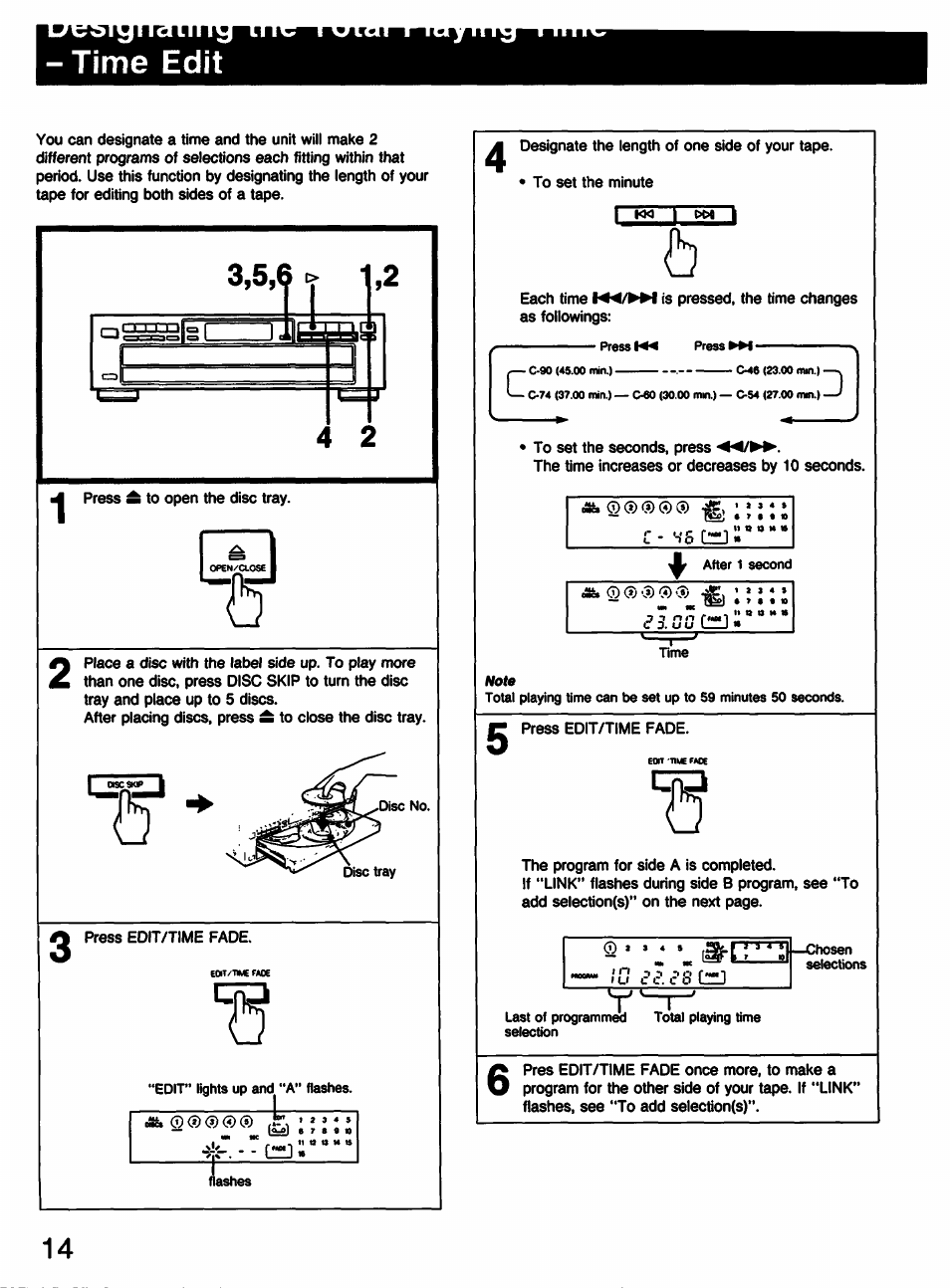 Time edit | Sony CDP-C331 User Manual | Page 14 / 18