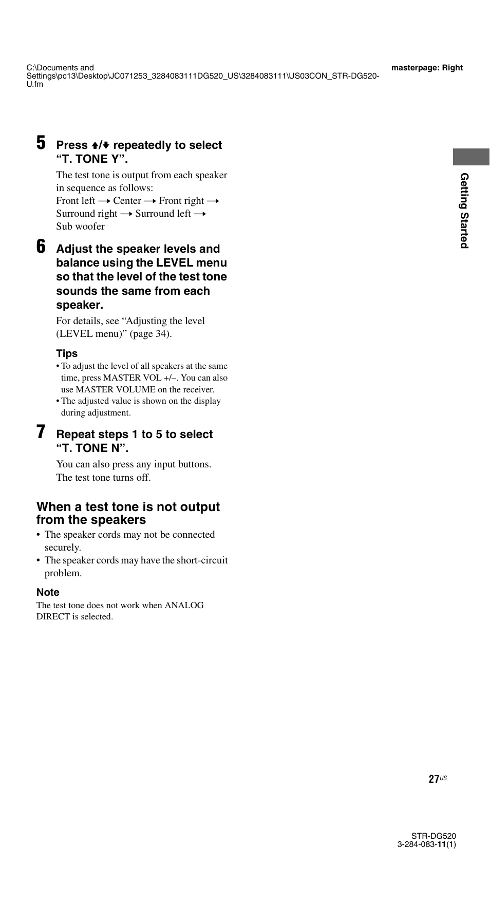 E 27 | Sony STR-DG520 User Manual | Page 27 / 64